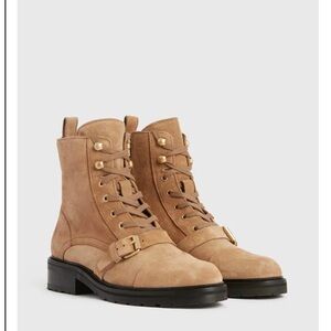ALLSAINTS Donita Suede Combat Boot Tan Brown 38 EU 8-8.5 US. Worn Once